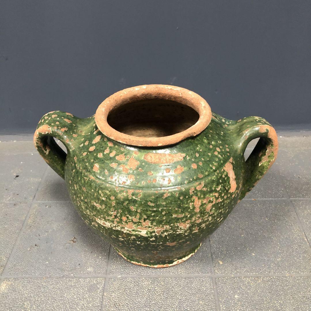 Dark green jug enamelled