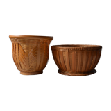 Lot de 2 cache pot vintage en osier