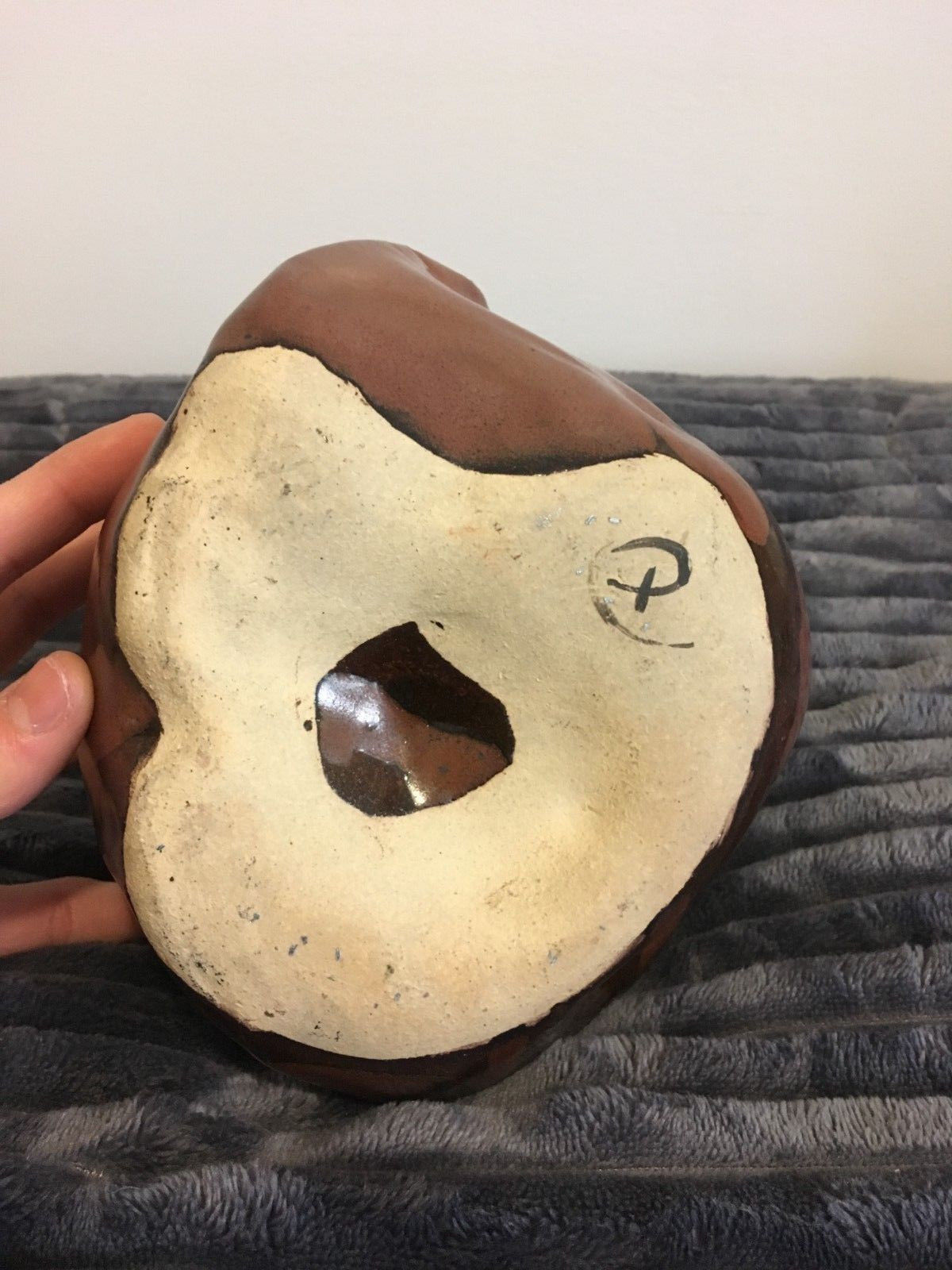 Vase ball enamelled pottery of artist's signature terminal