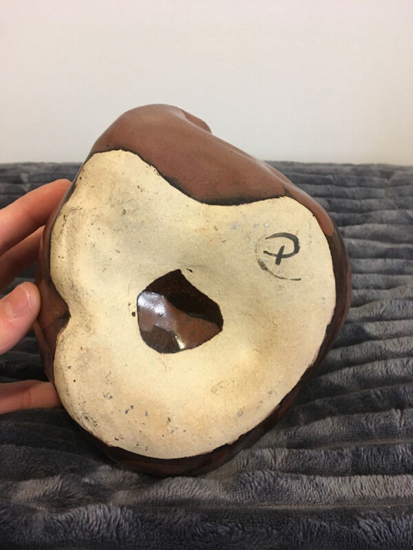 Vase boule en grès émaillé poterie de la borne signature d'artiste