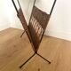 Vintage rattan and black metal magazine rack – Nightstand