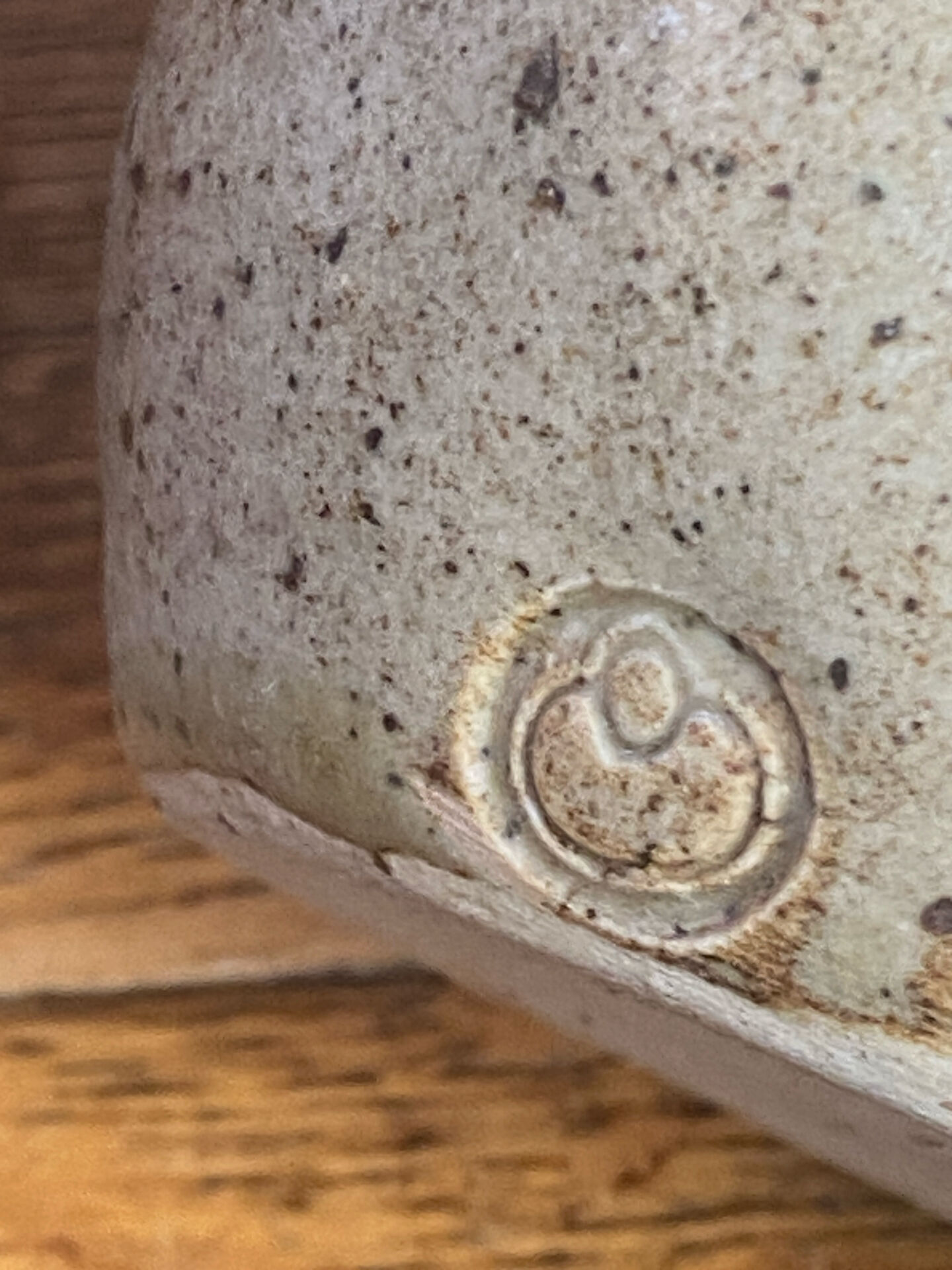 Glazed and decorated stoneware flower holder