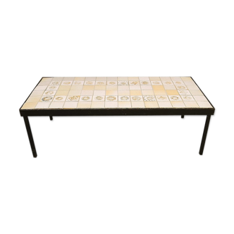 Table basse Roger Capron, motif soleil