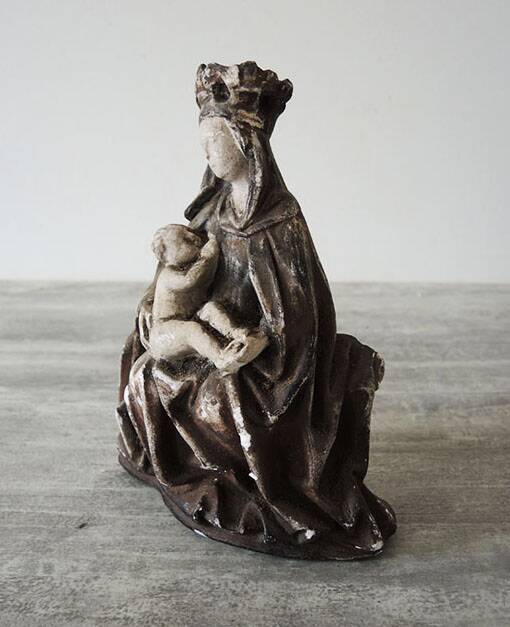 Old Plaster Statuette: Seated Virgin and Child