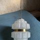 Pendant light/chandelier in molded glass and brass - 70s