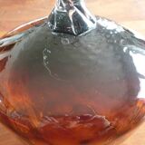 Vintage amber & clear glass footed vase