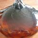 Vintage amber & clear glass footed vase
