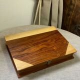 Wooden travel chess set, marquetry board