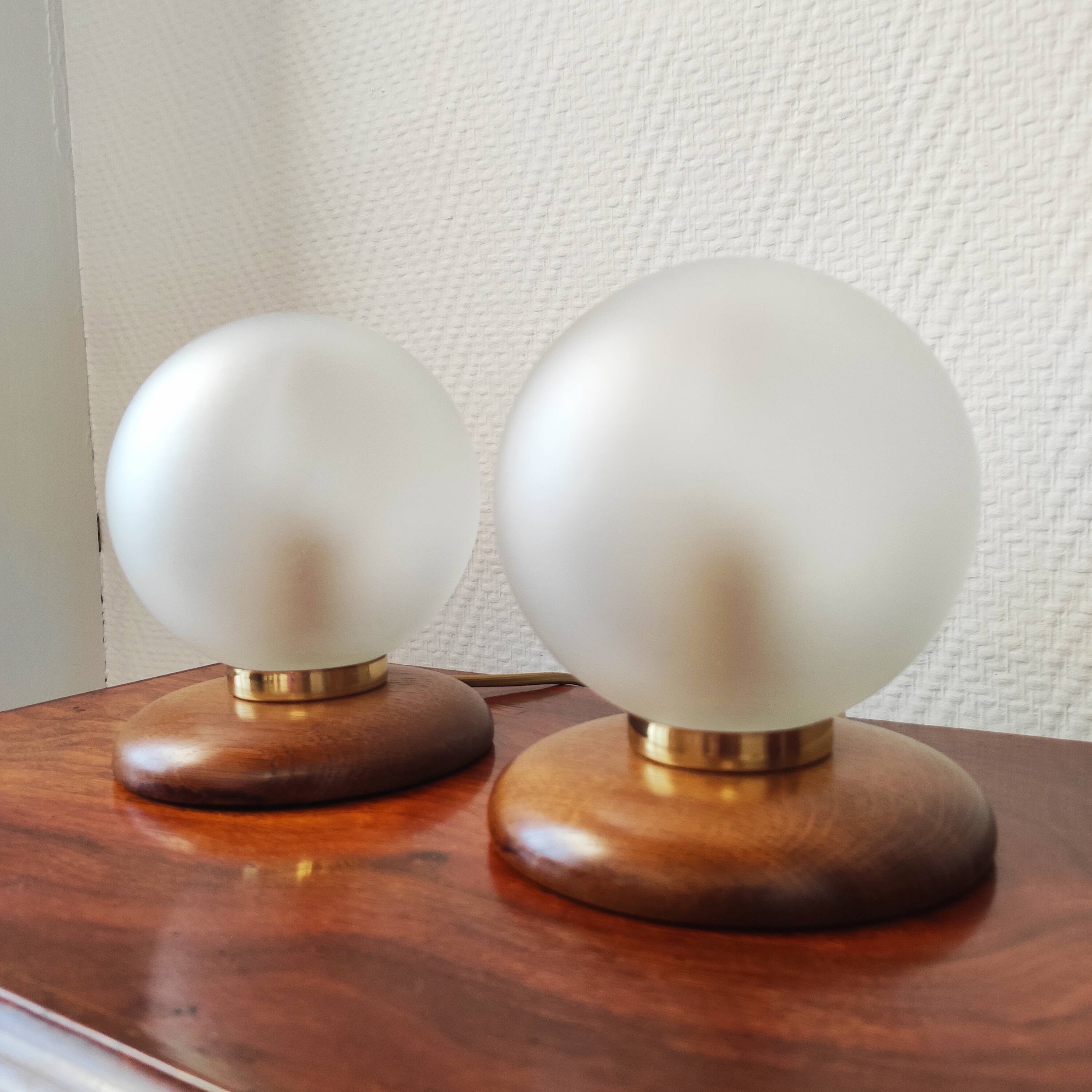Pair of vintage ball lamps