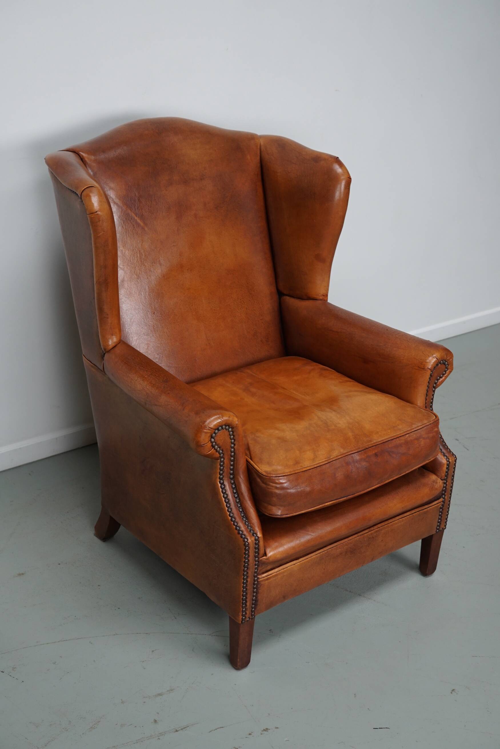 Vintage Dutch Cognac Colored Leather Club Chair