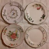 Set of four retro fruit and flower flat plates from Moustiers...