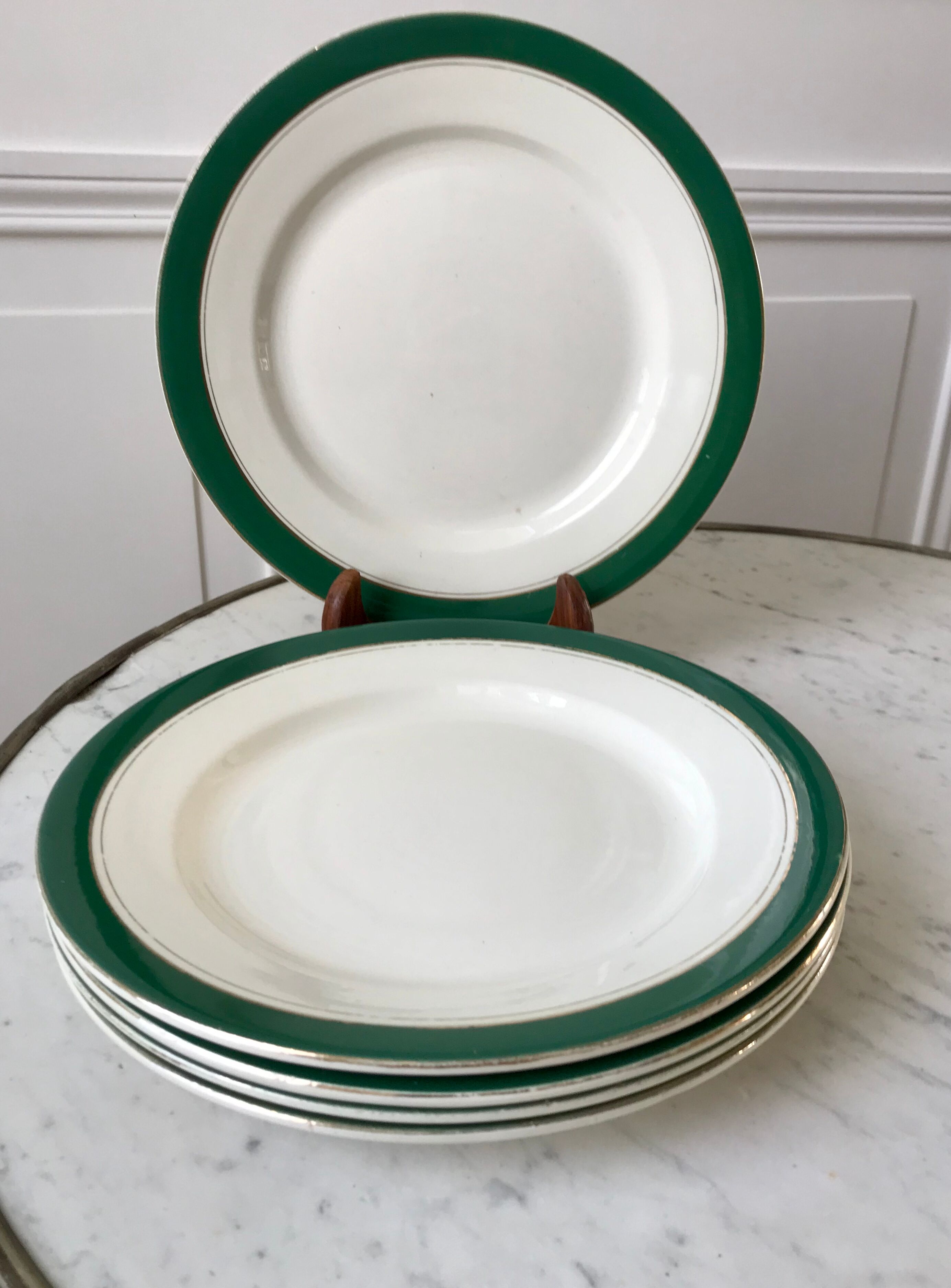Set of 5 flat plates Digoin Sarreguemines model "Savoie" years 50-60
