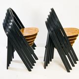 Set of 10 Danish Stacking Chairs in Beech