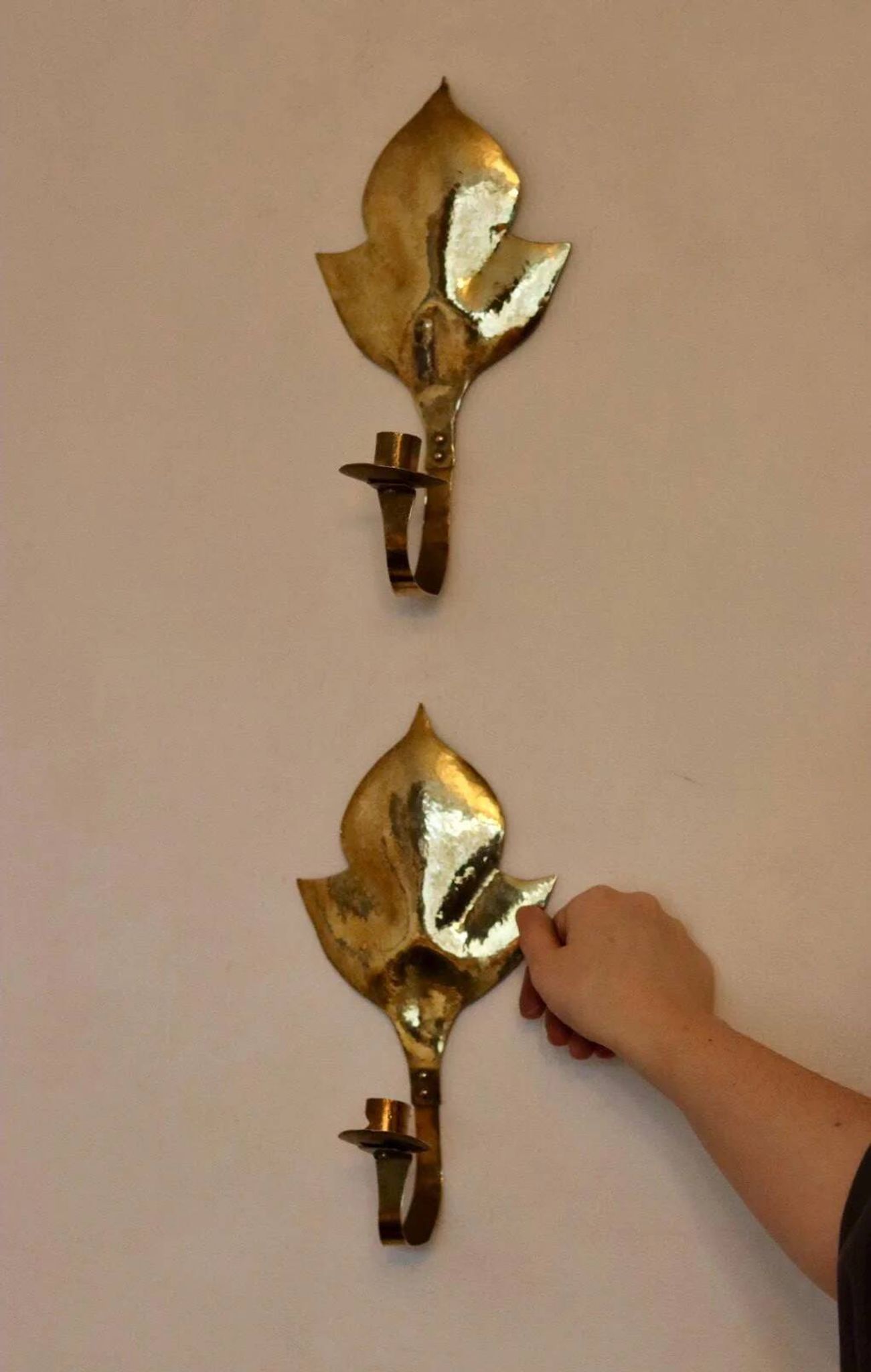 Pair of mid-century Swedish brass sconces