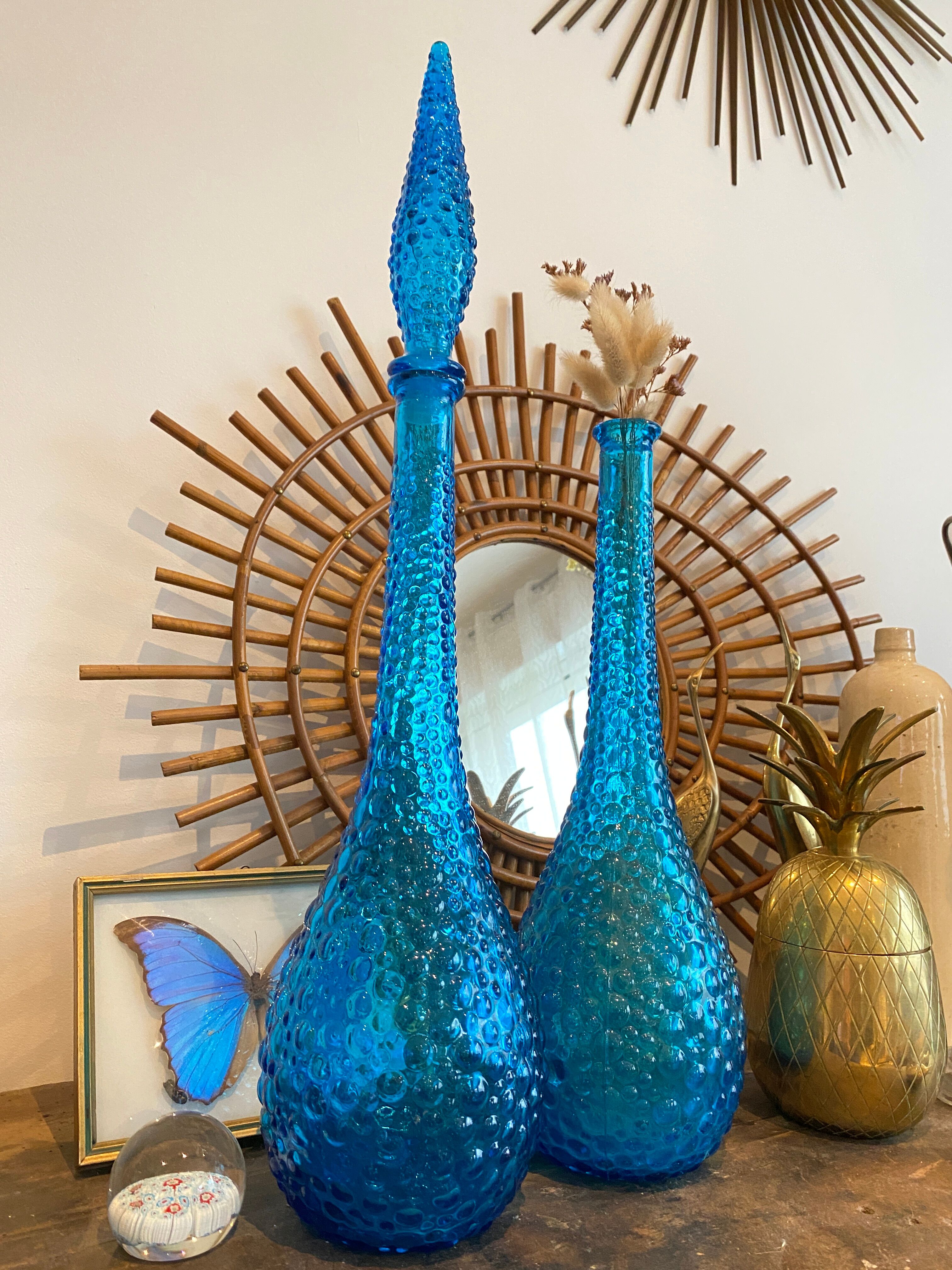 Turquoise blue Empoli decanter