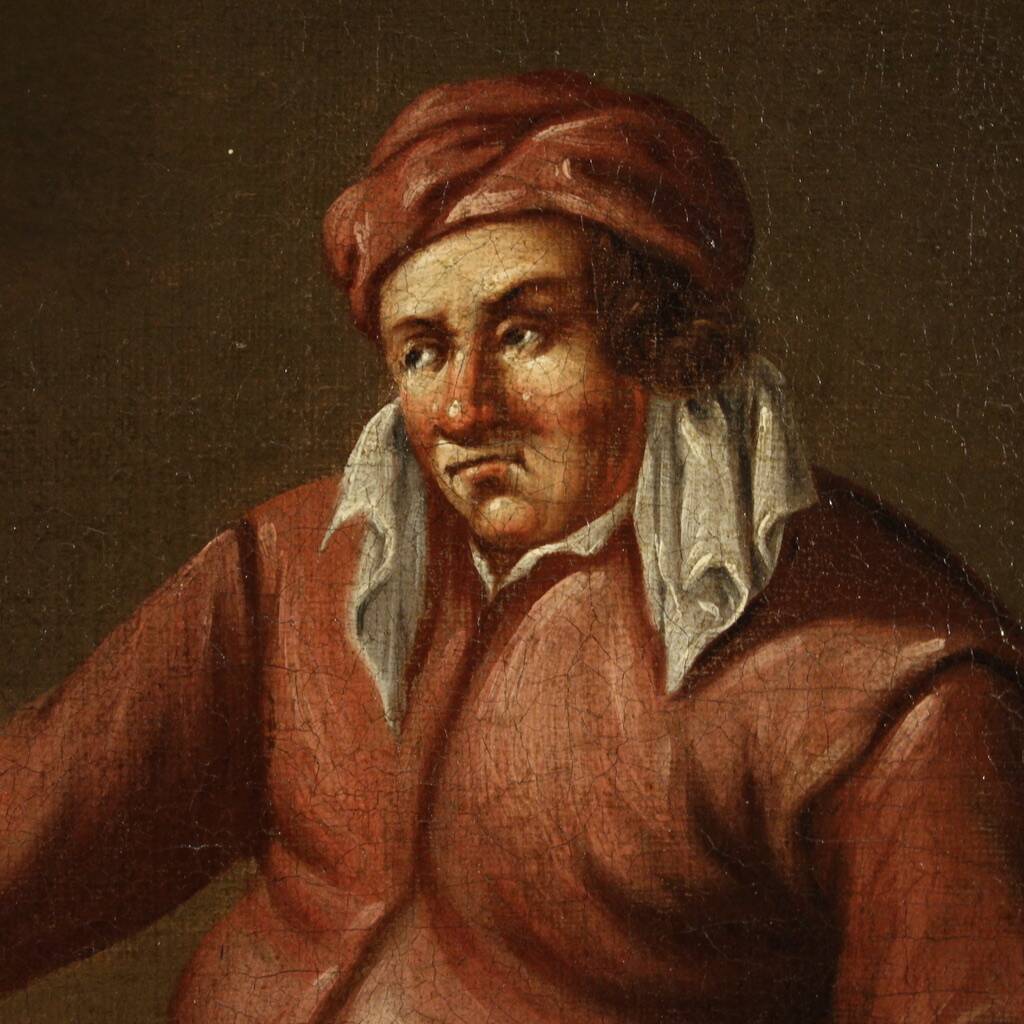 Peinture d'intérieur flamande antique du 17ème siècle