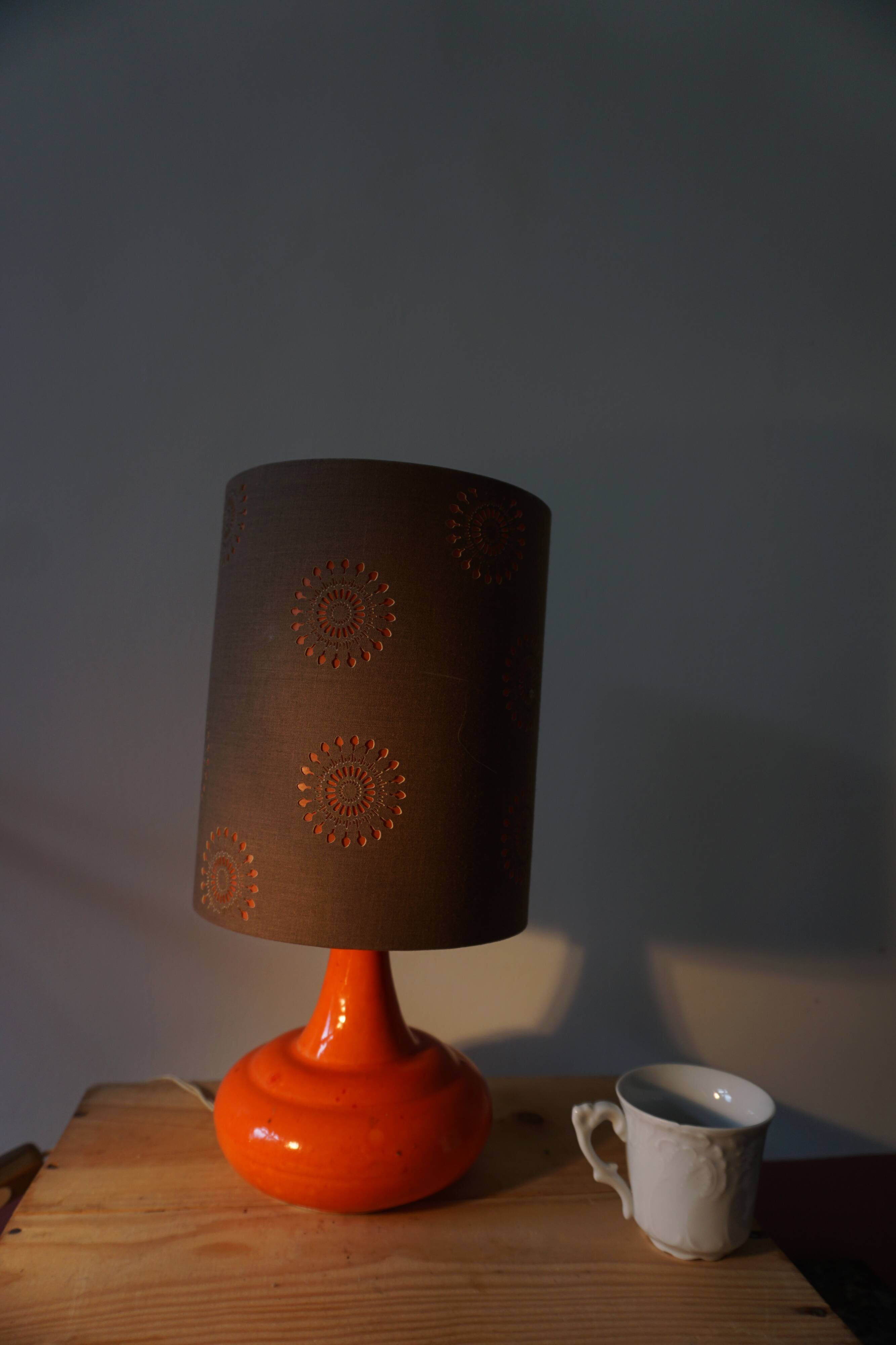 Orange ceramic lamp from the 70s