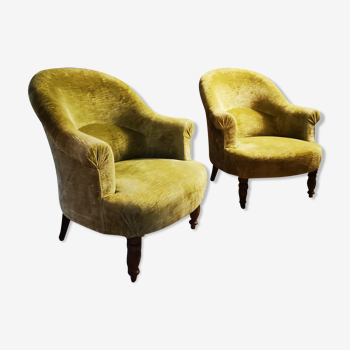 Pair of original tapestry velvet toad armchairs