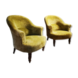 Pair of original tapestry velvet toad armchairs