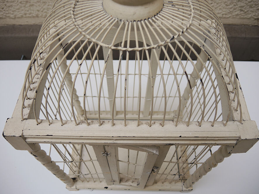 Painted wooden bird cage