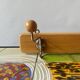 Vintage wooden wall coat rack - triple ball hook