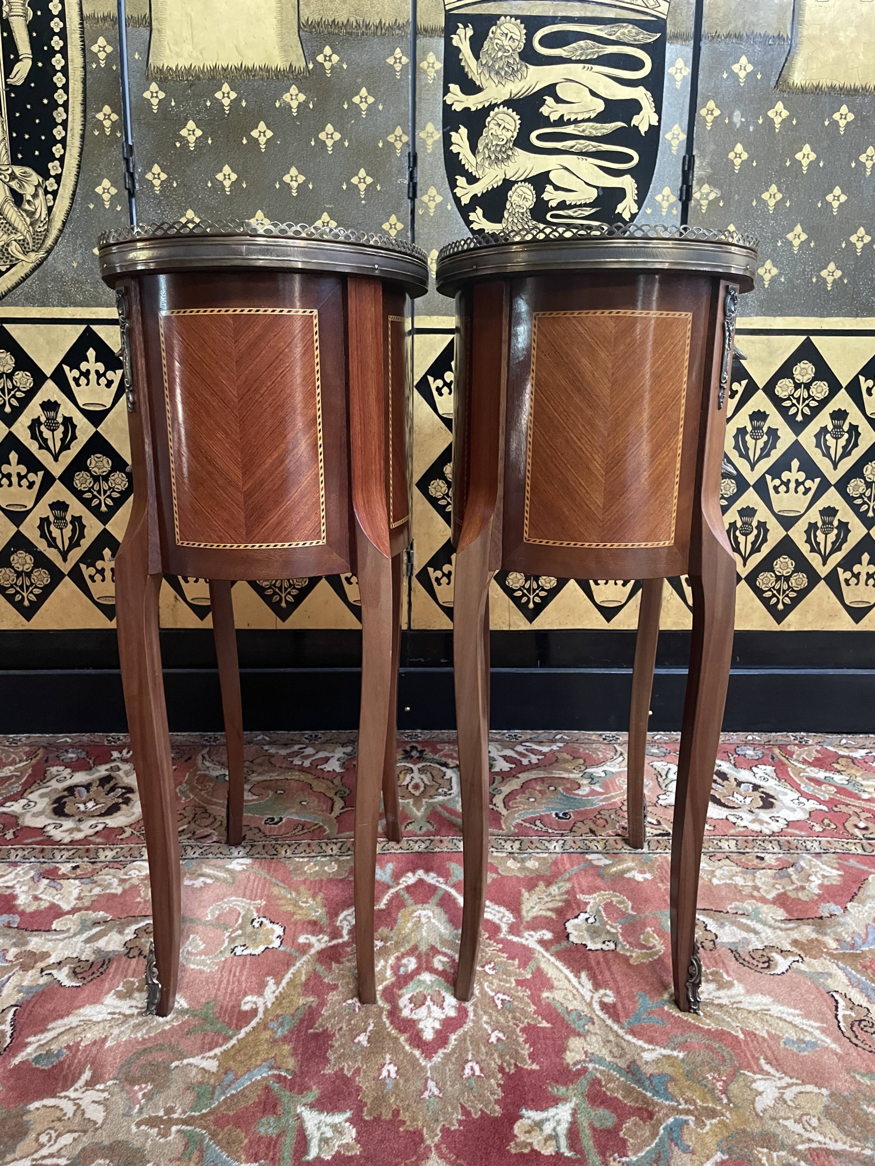 Pair of Louis XV style marquetry bedside tables