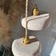 Pair of handcrafted portable lamps with a marbled stone effect