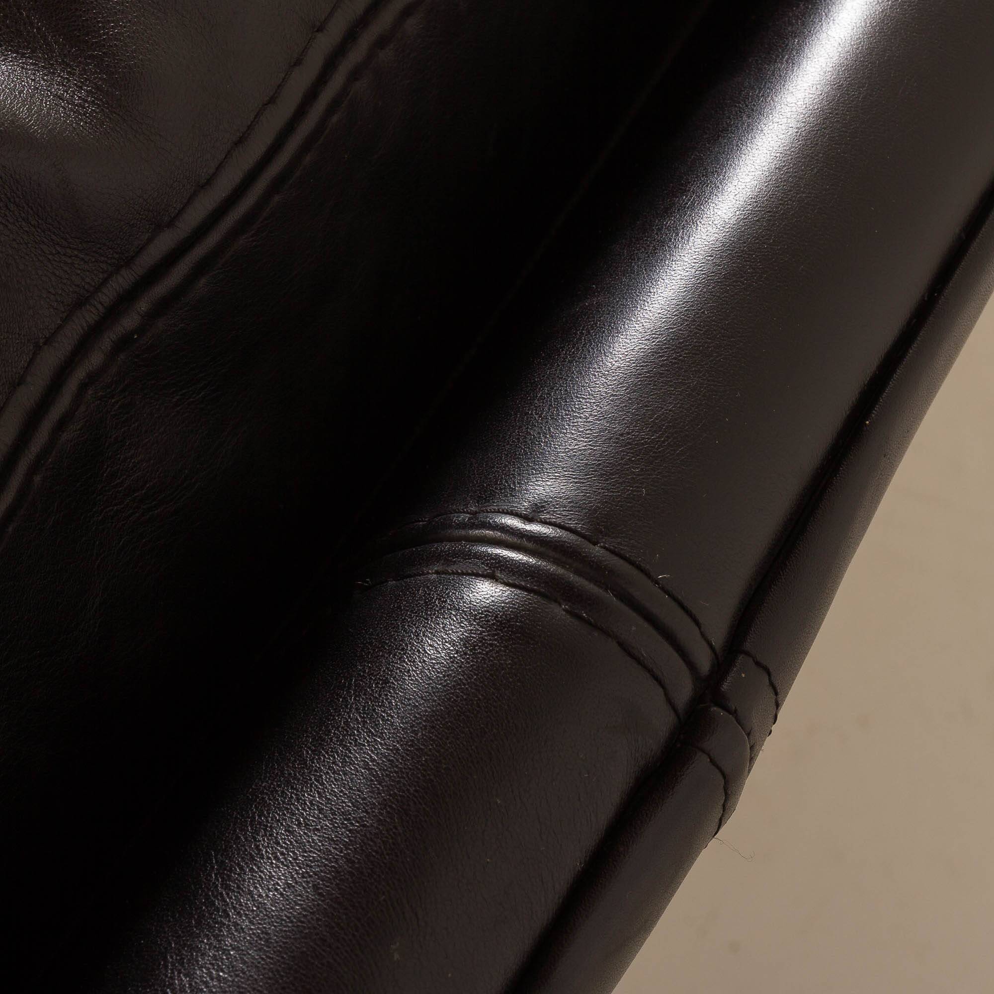 Herman Miller attr. to black leather mid century sofa