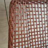 Modernist armchair in woven leather and black metal – 1960s–1970s