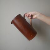 Ceramic pitcher vase with handle Scandinavian country decoration handcrafted vintage sandstone