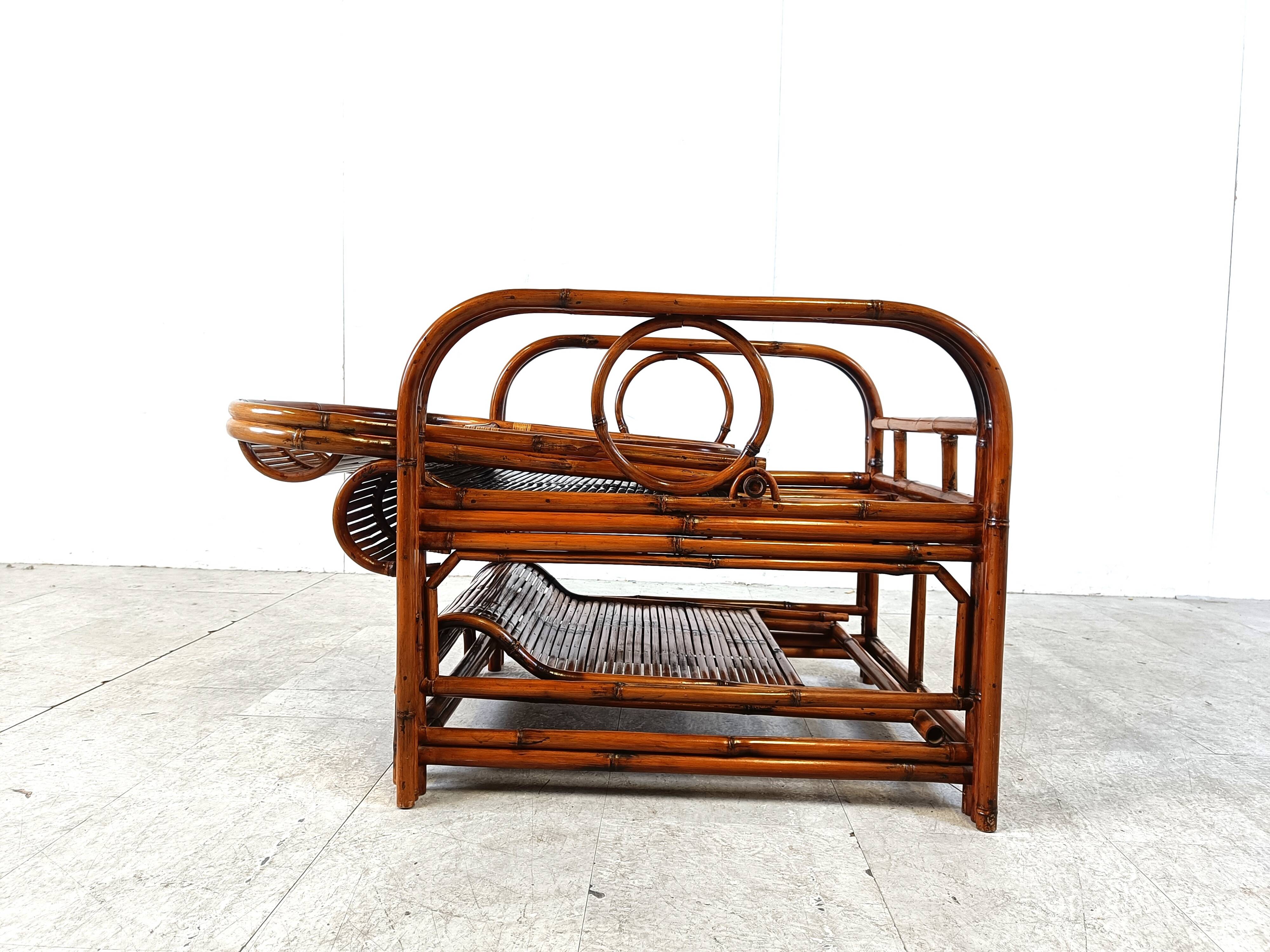 Chaise de jardin vintage en rotin et bambou, 1950