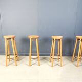 Tabourets de bar vintage en bois, années 1960 - lot de 4