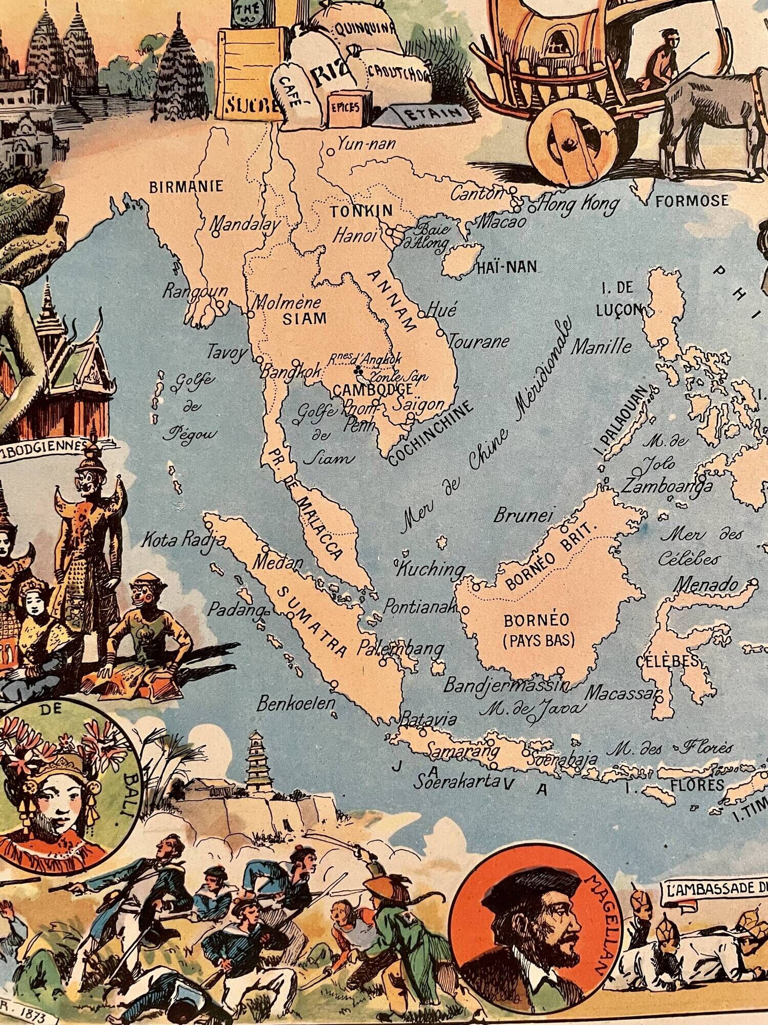 Old map poster of Indochina and Insulinde - JP Pinchon - 1940
