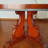 Oval extendable dining table in solid cherry wood