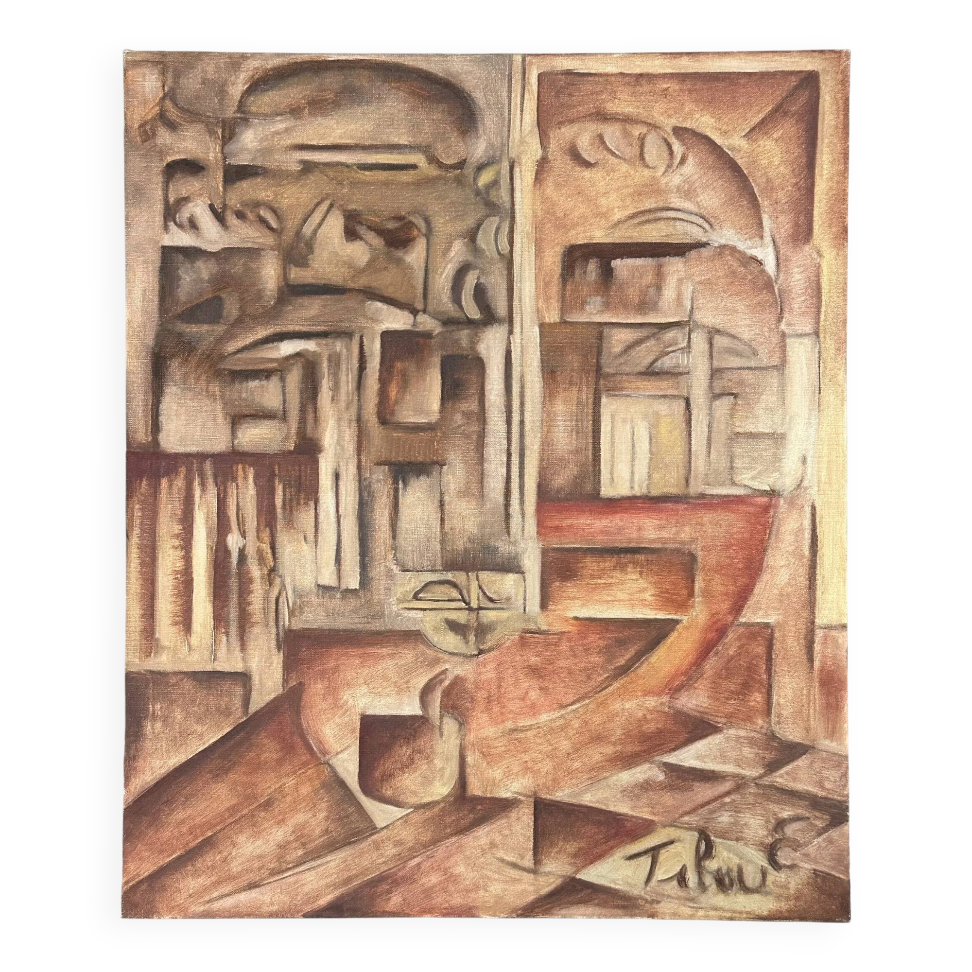 Cubist abstraction by Erik Tibau, 1970s
