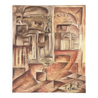 Cubist abstraction by Erik Tibau, 1970s