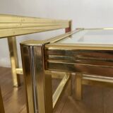 70s design nesting tables in metal and glass