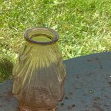 has a hyacinth in pink glass, art deco molded glass