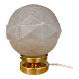 Vintage art deco globe table lamp in frosted glass