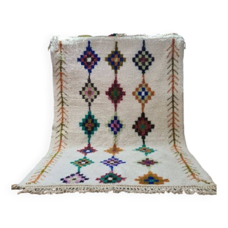 Moroccan Beni Ouarain Rug with Multi-Colored Diamond Patterns – Hand Woven Wool Rug