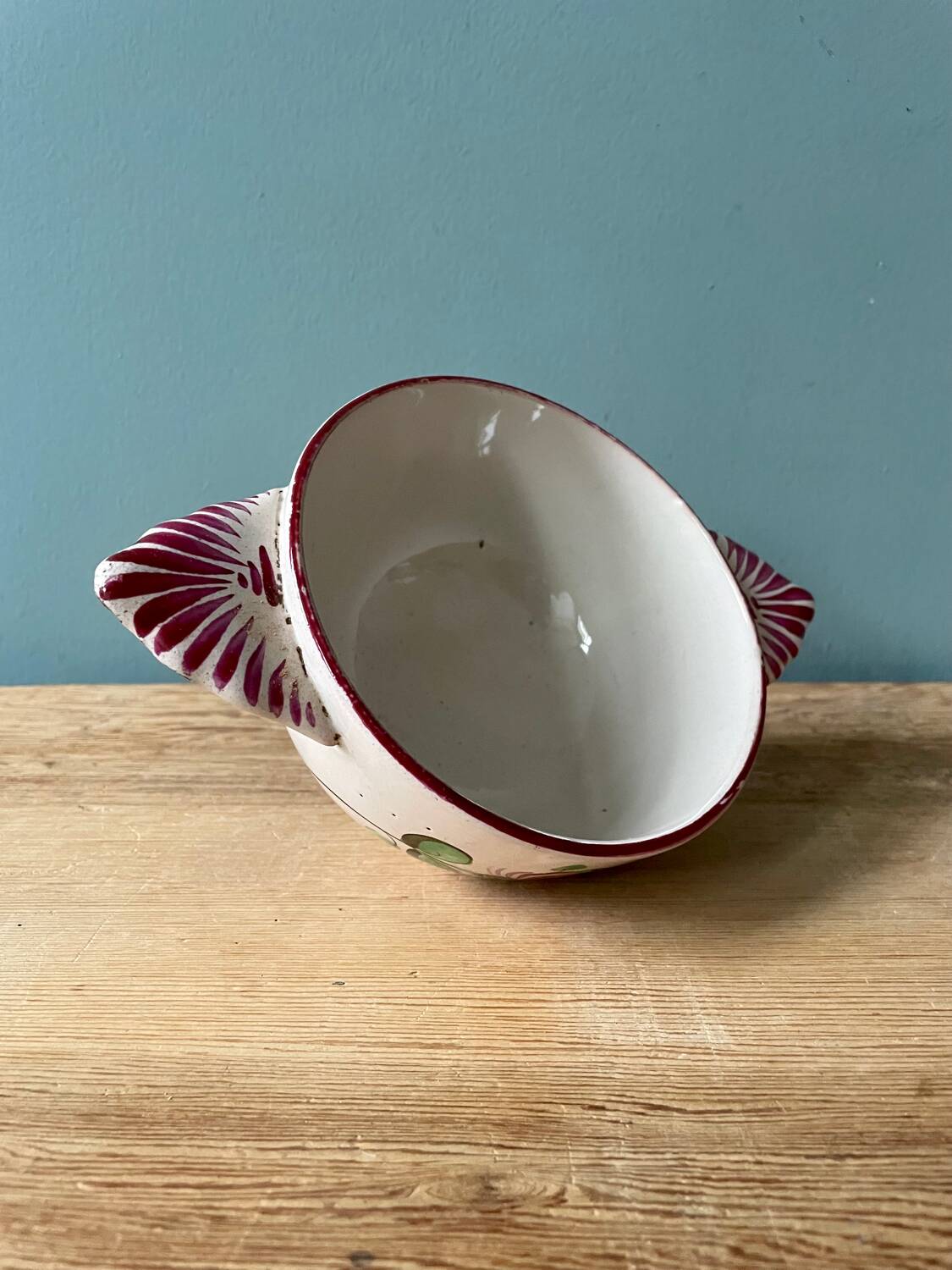 Old 19th century eared bowl, Eastern earthenware
