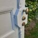 Old oak entrance door with glass H209xL116cm 18th century multi-point lock