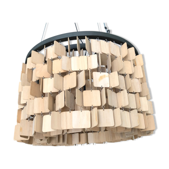 Wooden chandelier style 60s of Flamant