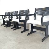 Vintage black wooden dining chairs, 1970s