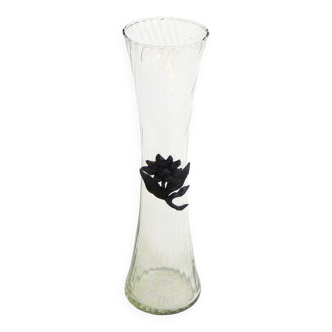 Vase verre soufflé Fleur étain