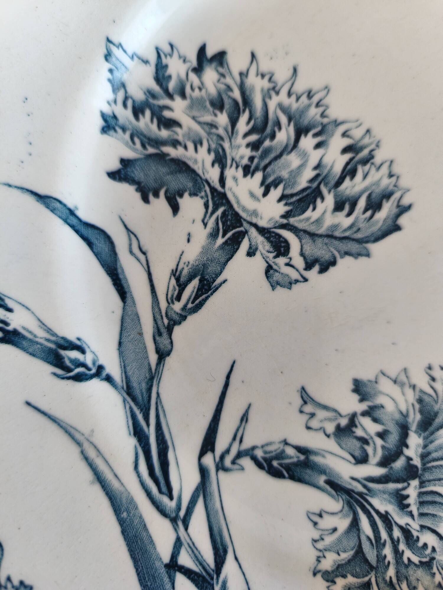 Two ironstone plates from Lunéville Keller and Guérin with a floral pattern.