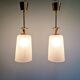 Pair of brass and cracked glass pendants, 1950-60.