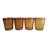 Set of 4 amber Henkel vintage frosted water glasses
