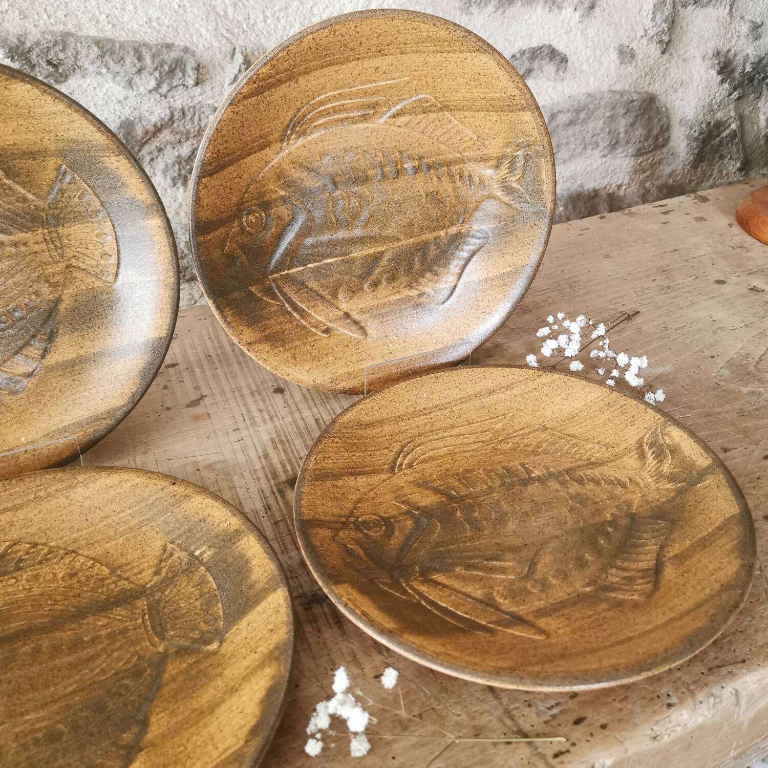 6 fish plates Longchamp Chantilly by Robert Picault