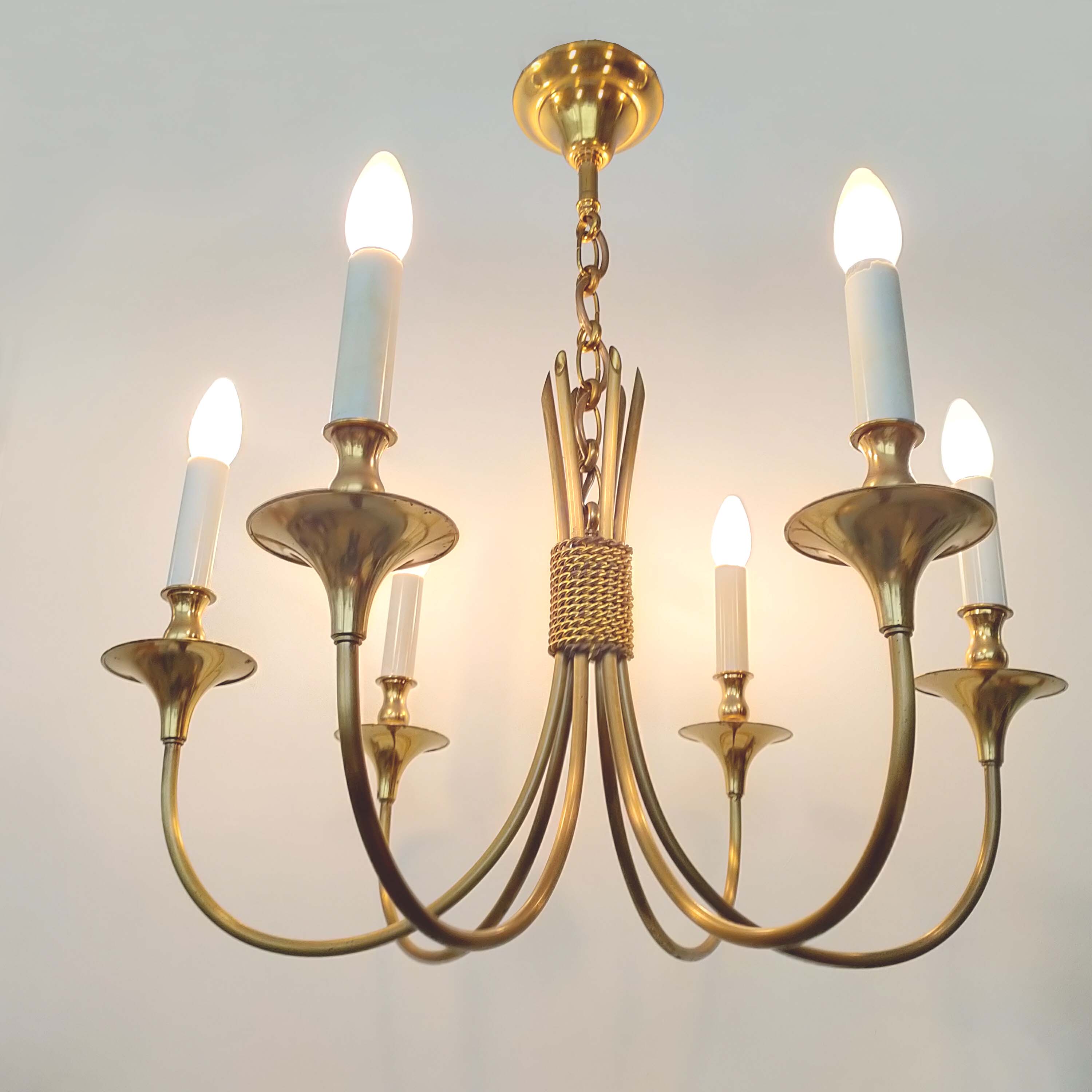 Lustre 6 brass lights